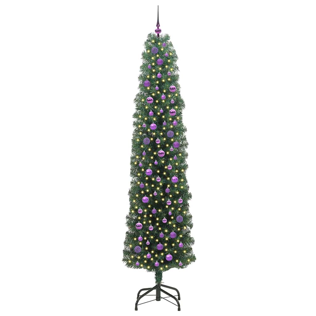 vidaXL Sztuczna choinka z podstawą Zielony 240 cm PVC, stal i plastik