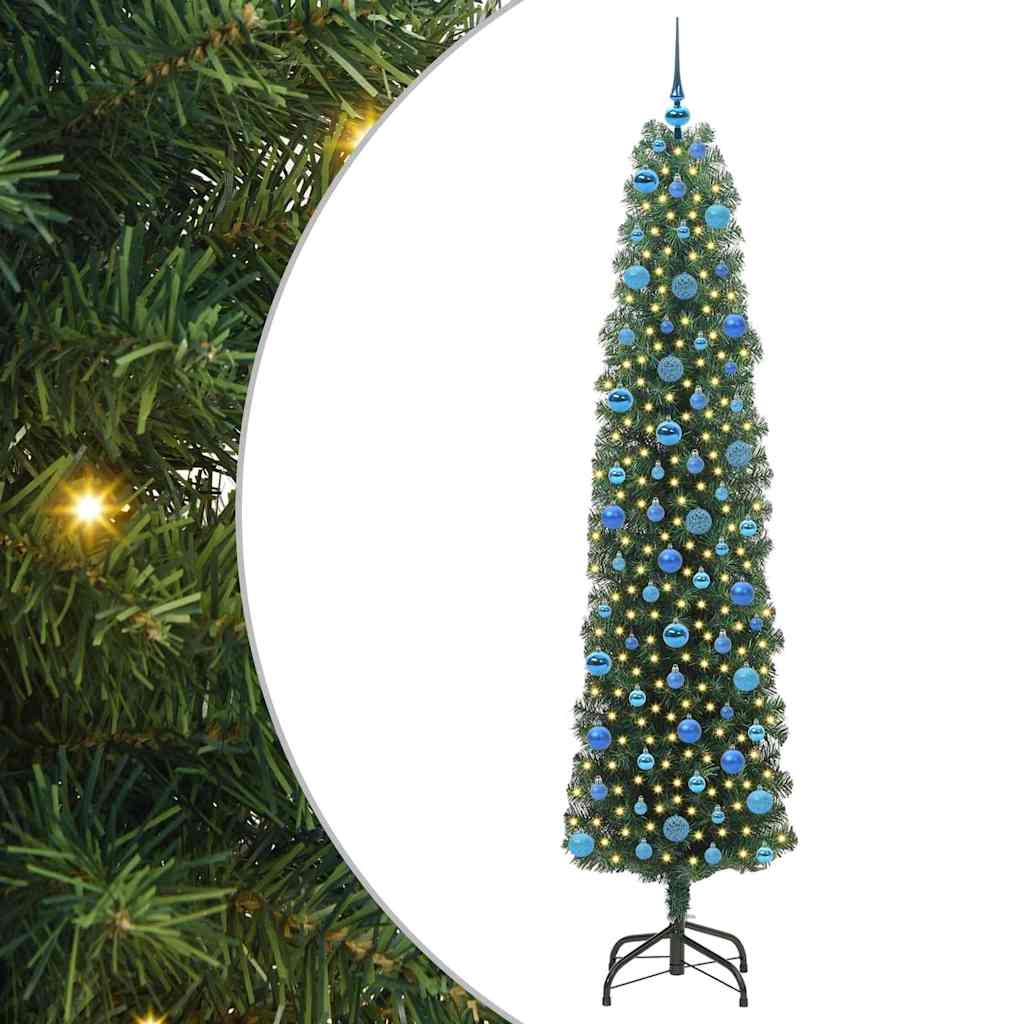 vidaXL Sztuczna choinka z podstawą Zielony 240 cm PVC, stal i plastik