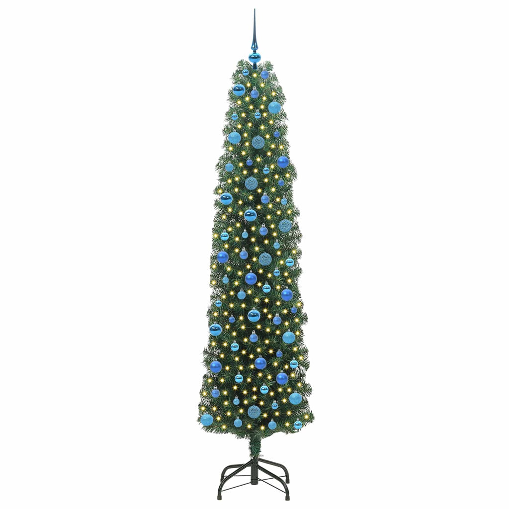 vidaXL Sztuczna choinka z podstawą Zielony 240 cm PVC, stal i plastik