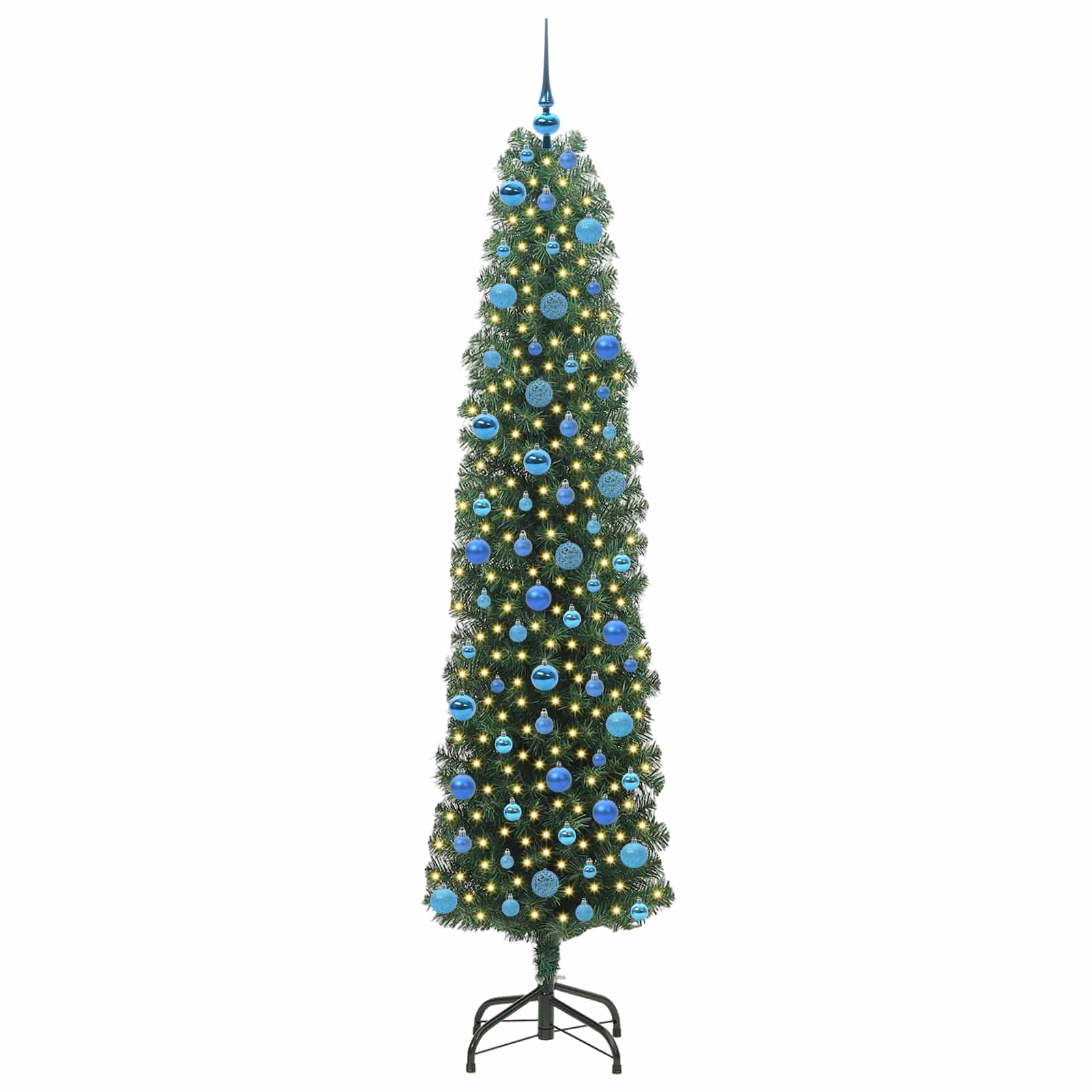 vidaXL Sztuczna choinka z podstawą Zielony 240 cm PVC, stal i plastik