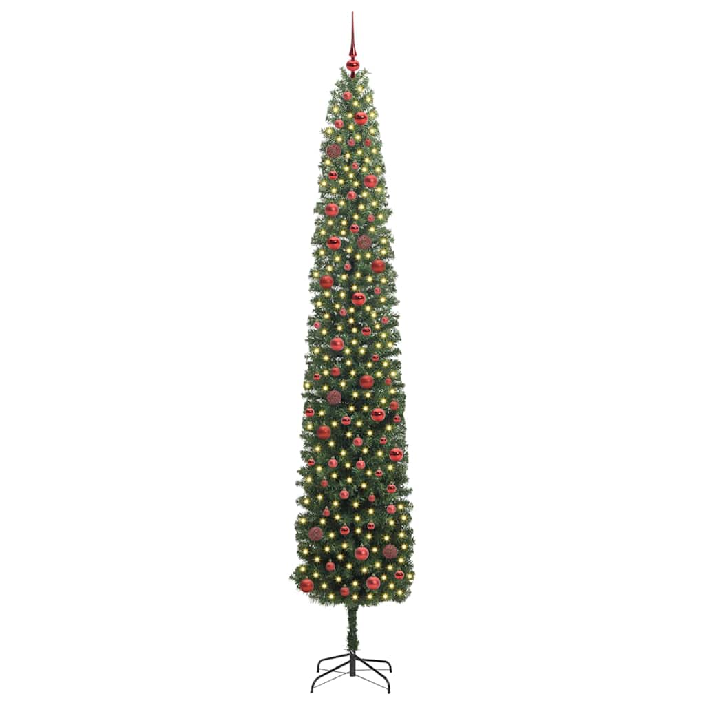 vidaXL Sztuczna choinka z podstawą Zielony 270 cm PVC, stal i plastik