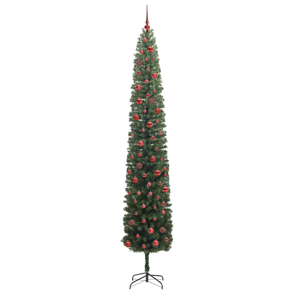 vidaXL Sztuczna choinka z podstawą Zielony 270 cm PVC, stal i plastik