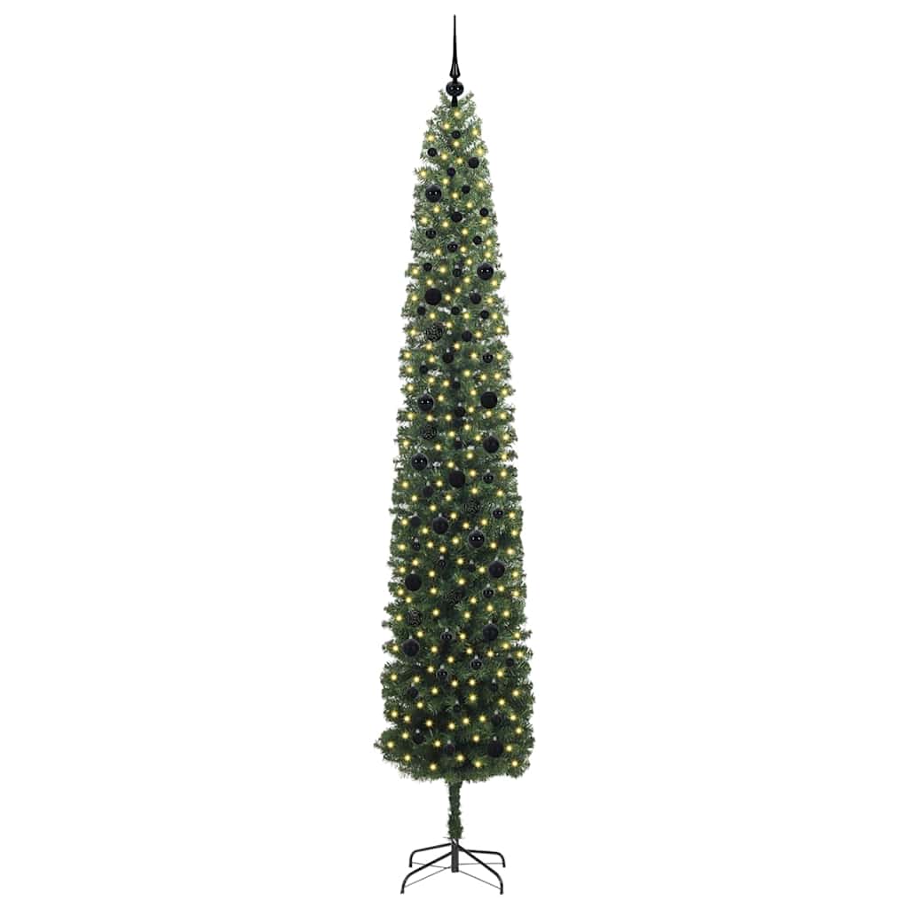 vidaXL Sztuczna choinka z podstawą Zielony 270 cm PVC, stal i plastik