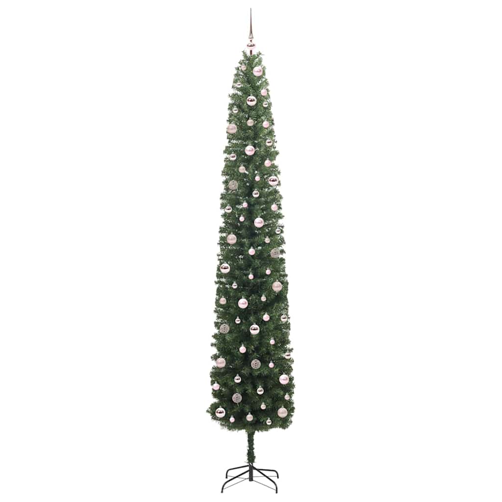 vidaXL Sztuczna choinka z podstawą Zielony 270 cm PVC, stal i plastik