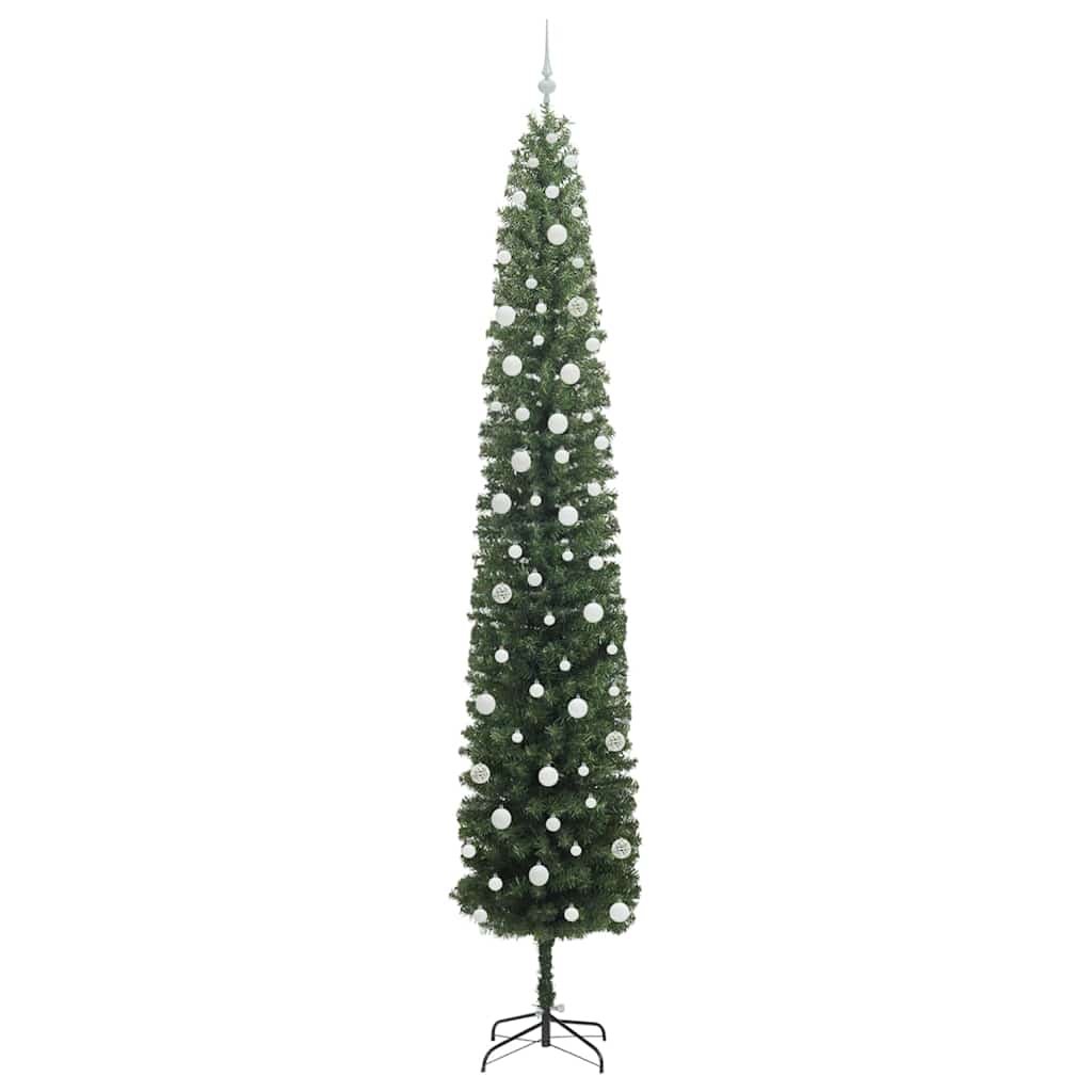 vidaXL Sztuczna choinka z podstawą Zielony 270 cm PVC, stal i plastik