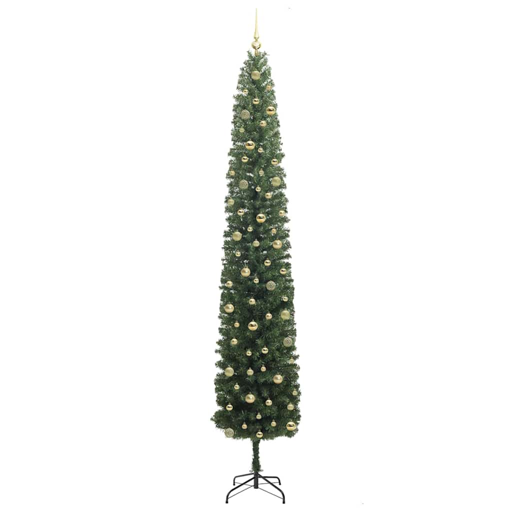 vidaXL Sztuczna choinka z podstawą Zielony 270 cm PVC, stal i plastik