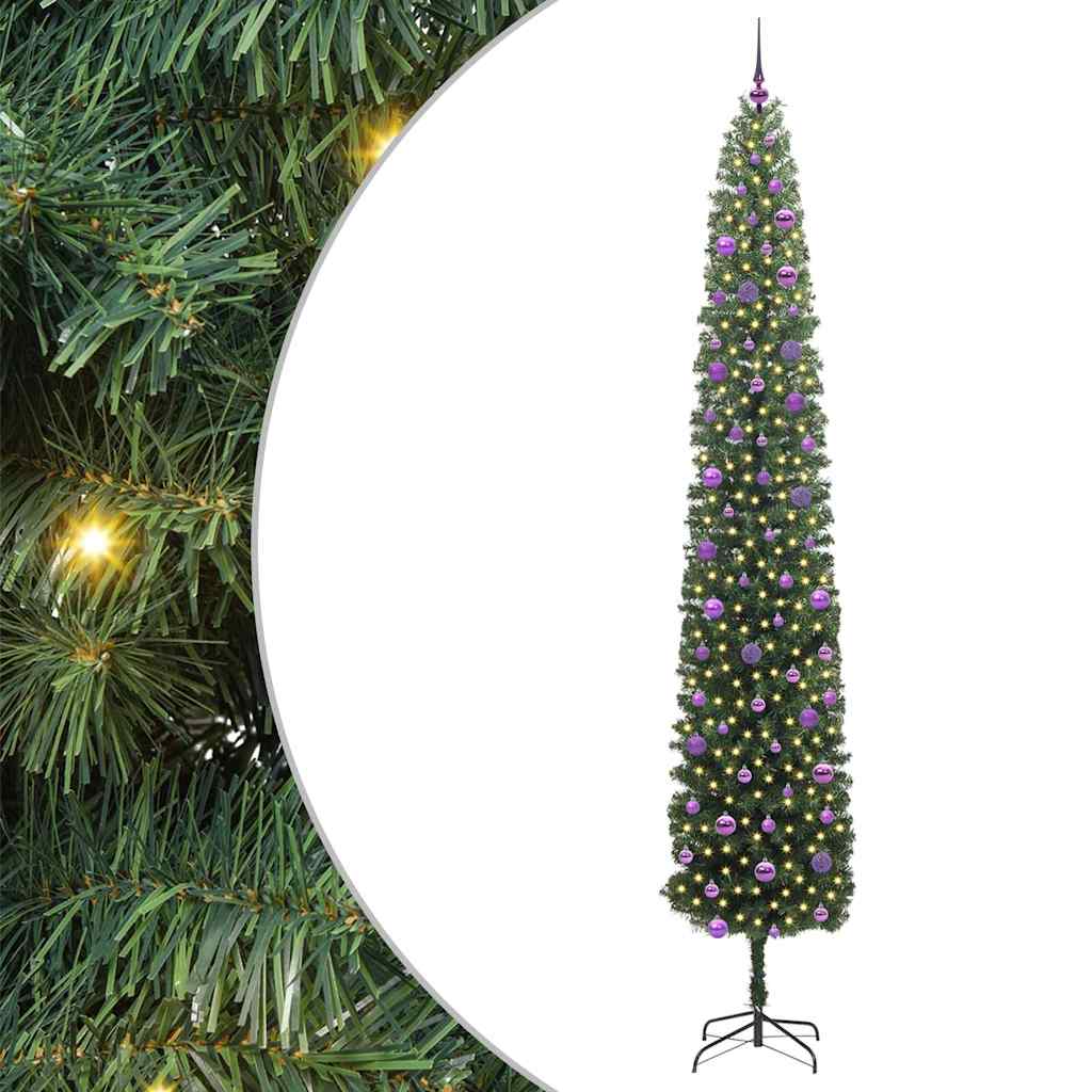 vidaXL Sztuczna choinka z podstawą Zielony 270 cm PVC, stal i plastik