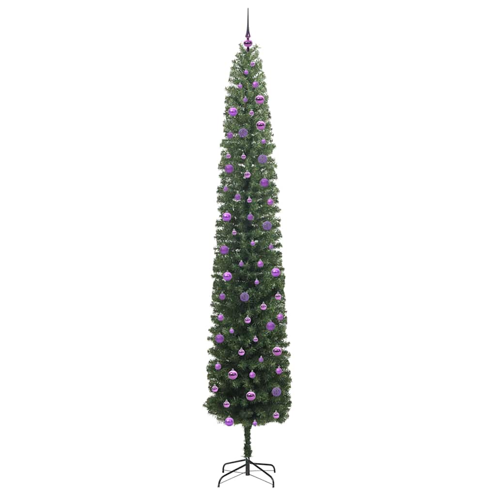 vidaXL Sztuczna choinka z podstawą Zielony 270 cm PVC, stal i plastik
