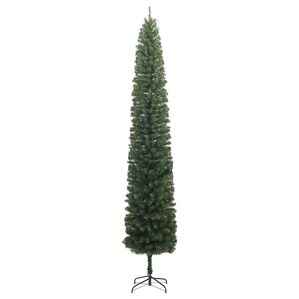 vidaXL Sztuczna choinka z podstawą Zielony 270 cm PVC, stal i plastik
