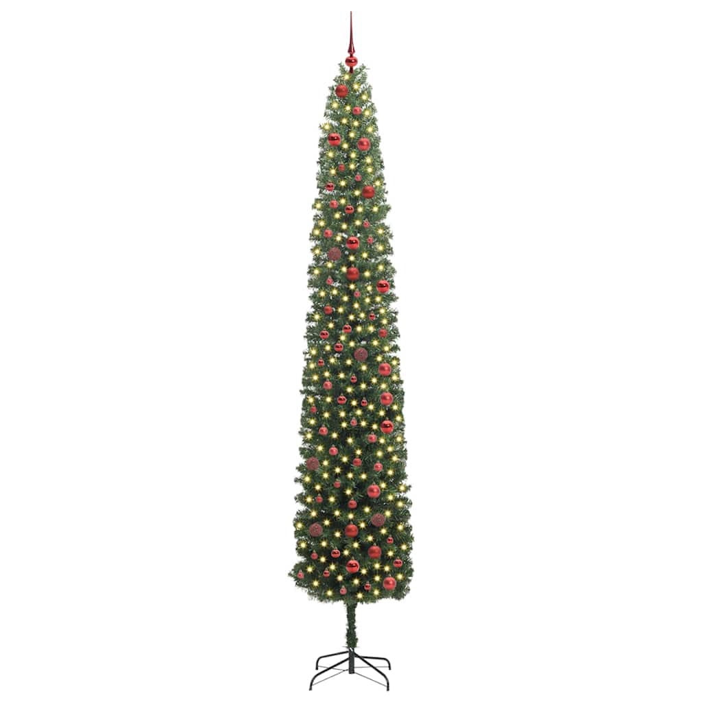 vidaXL Sztuczna choinka z podstawą Zielony 300 cm PVC, stal i plastik