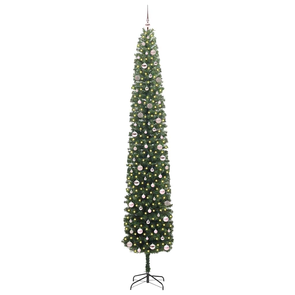 vidaXL Sztuczna choinka z podstawą Zielony 300 cm PVC, stal i plastik