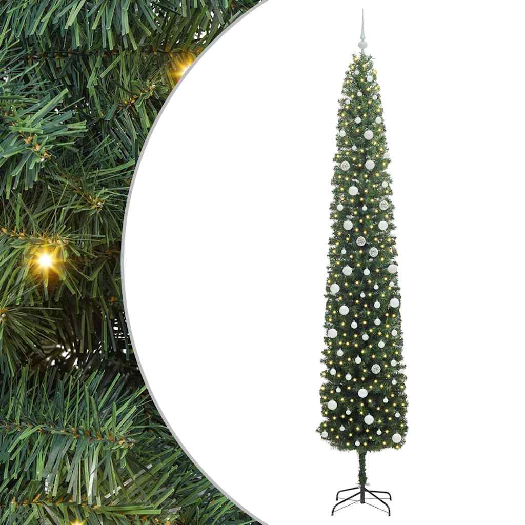 vidaXL Sztuczna choinka z podstawą Zielony 300 cm PVC, stal i plastik