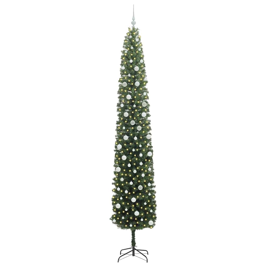vidaXL Sztuczna choinka z podstawą Zielony 300 cm PVC, stal i plastik