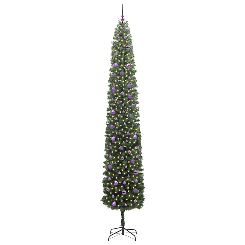 vidaXL Sztuczna choinka z podstawą Zielony 300 cm PVC, stal i plastik