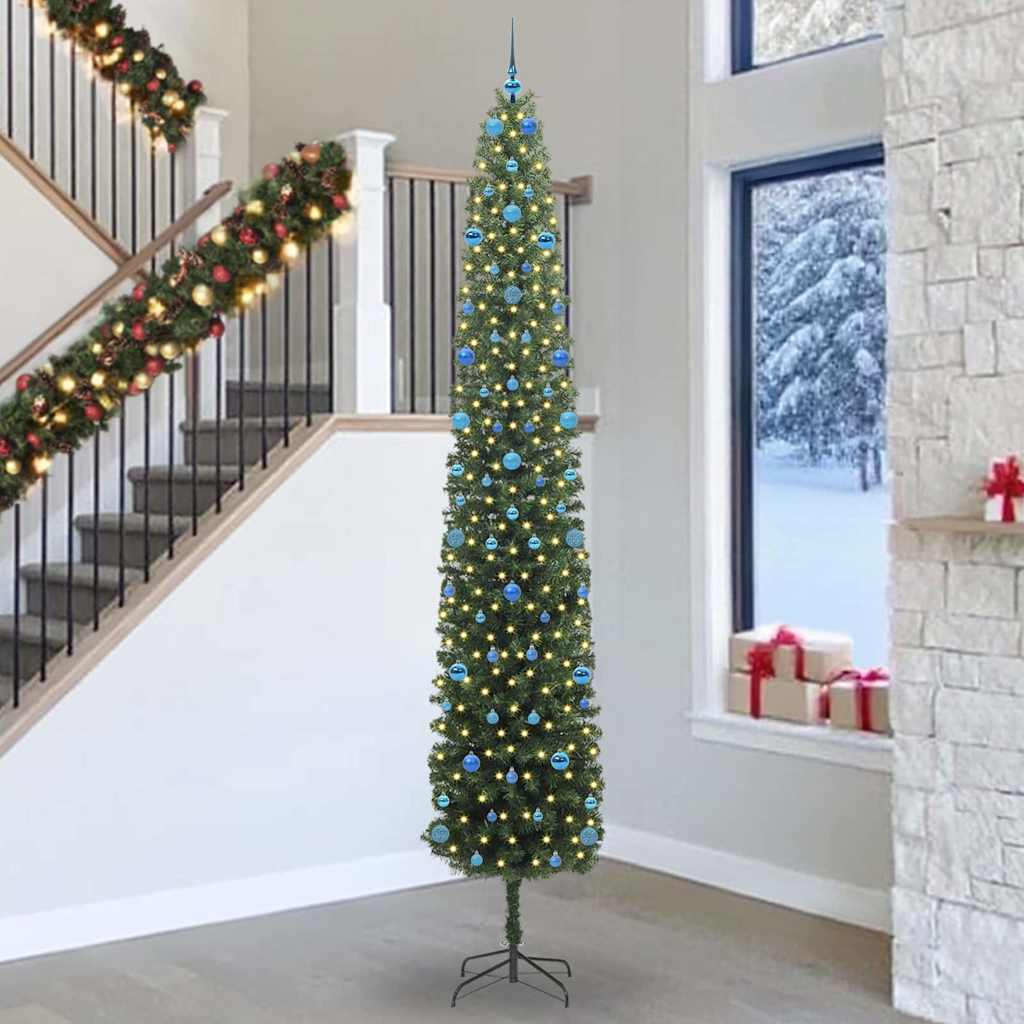 vidaXL Sztuczna choinka z podstawą Zielony 300 cm PVC, stal i plastik
