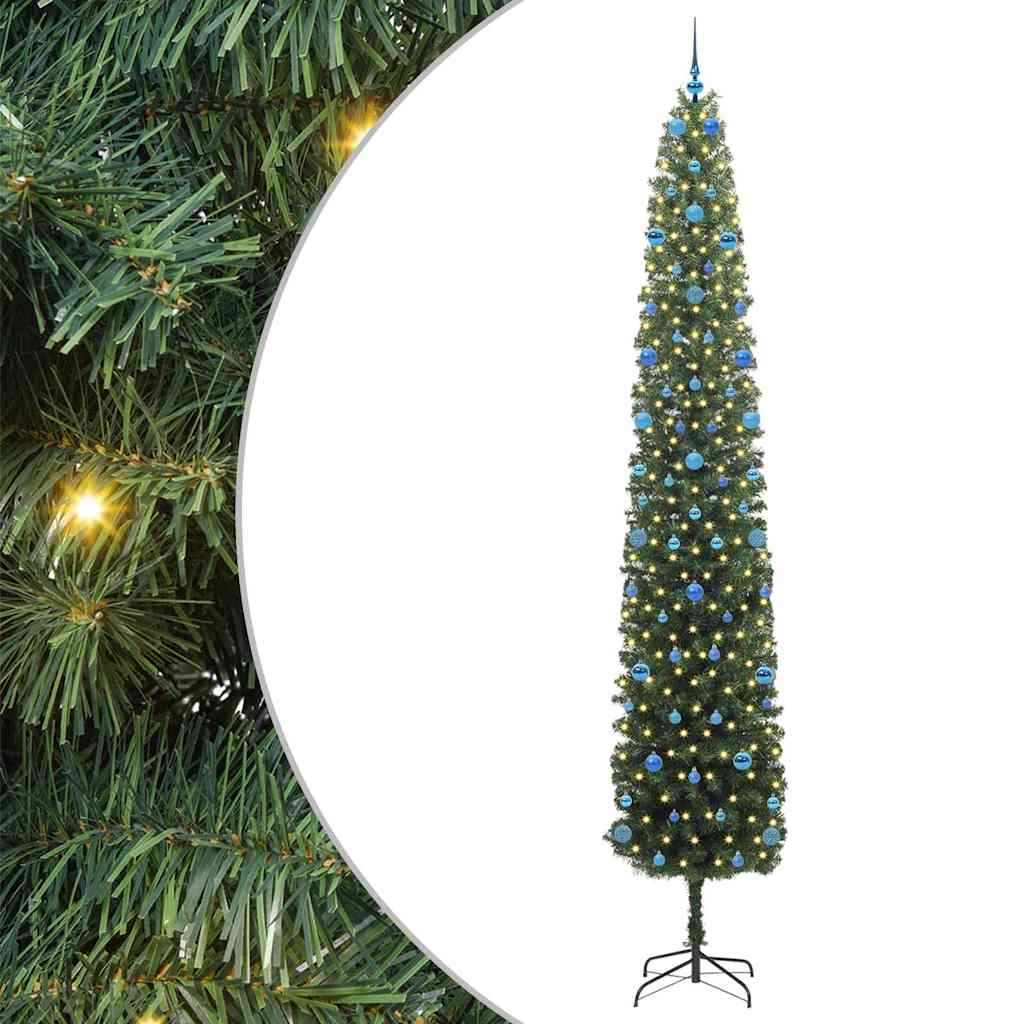 vidaXL Sztuczna choinka z podstawą Zielony 300 cm PVC, stal i plastik