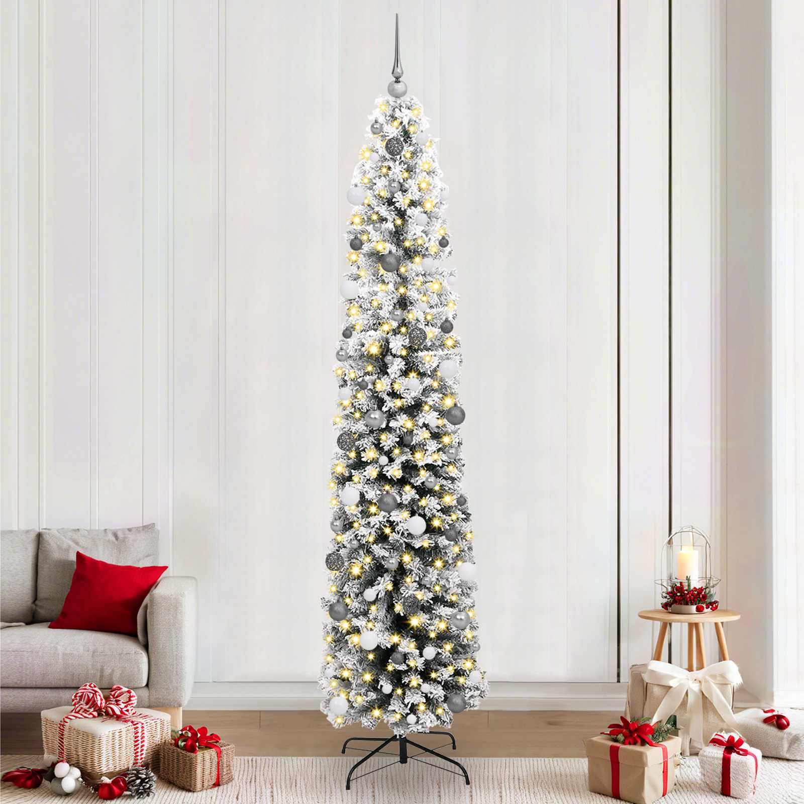 vidaXL Sztuczna choinka z podstawą Zielony 240 cm PVC, stal i plastik