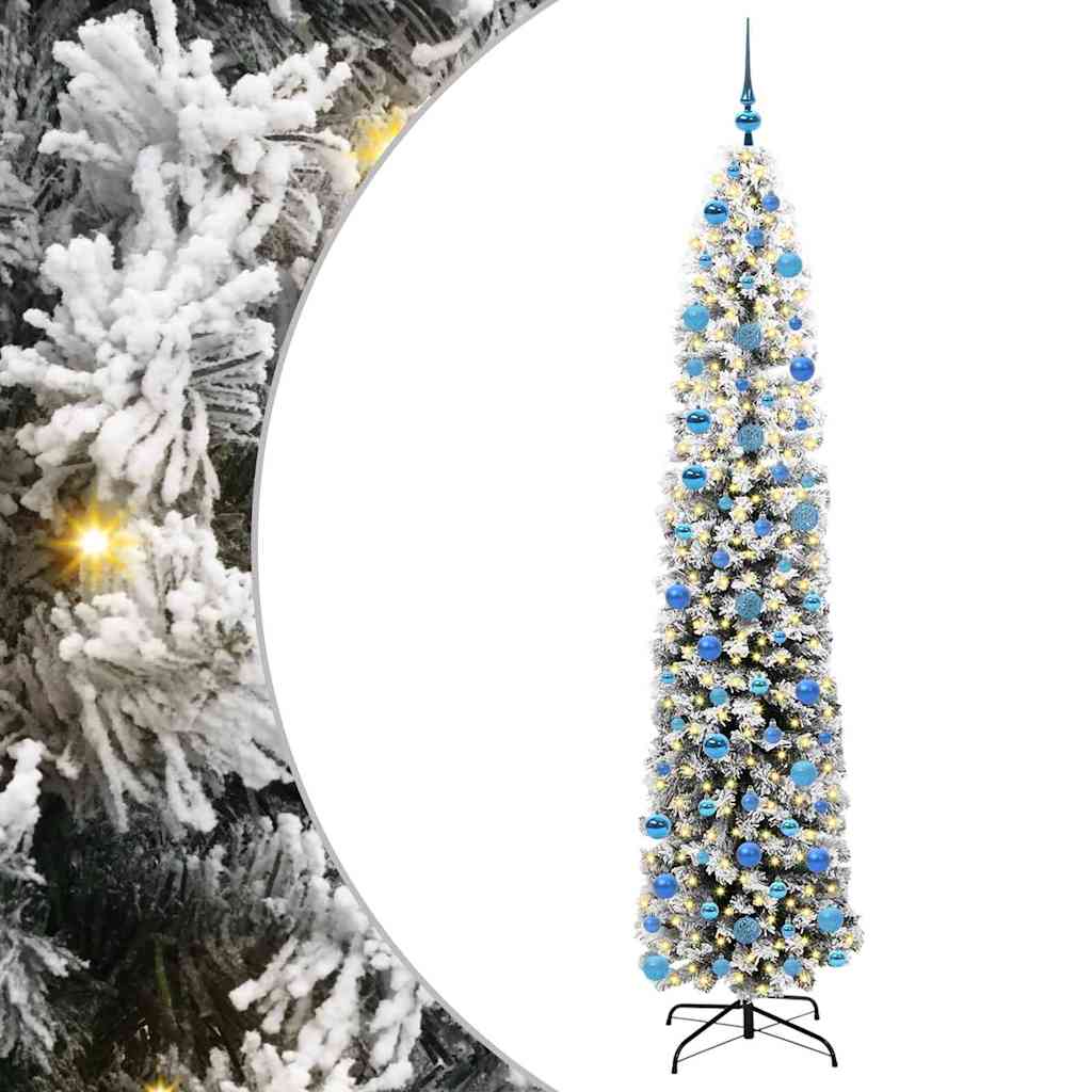 vidaXL Sztuczna choinka z podstawą Zielony 240 cm PVC, stal i plastik