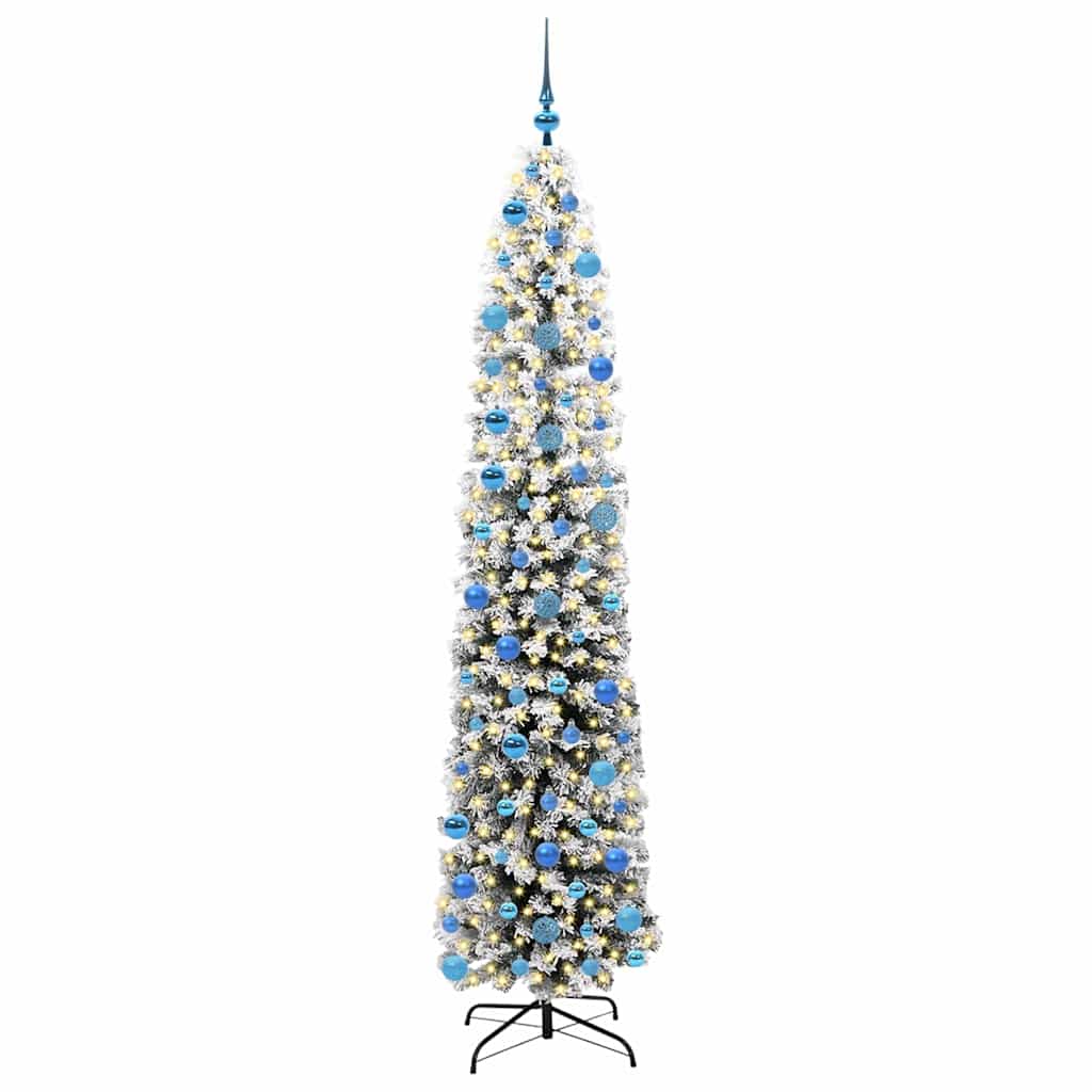 vidaXL Sztuczna choinka z podstawą Zielony 240 cm PVC, stal i plastik