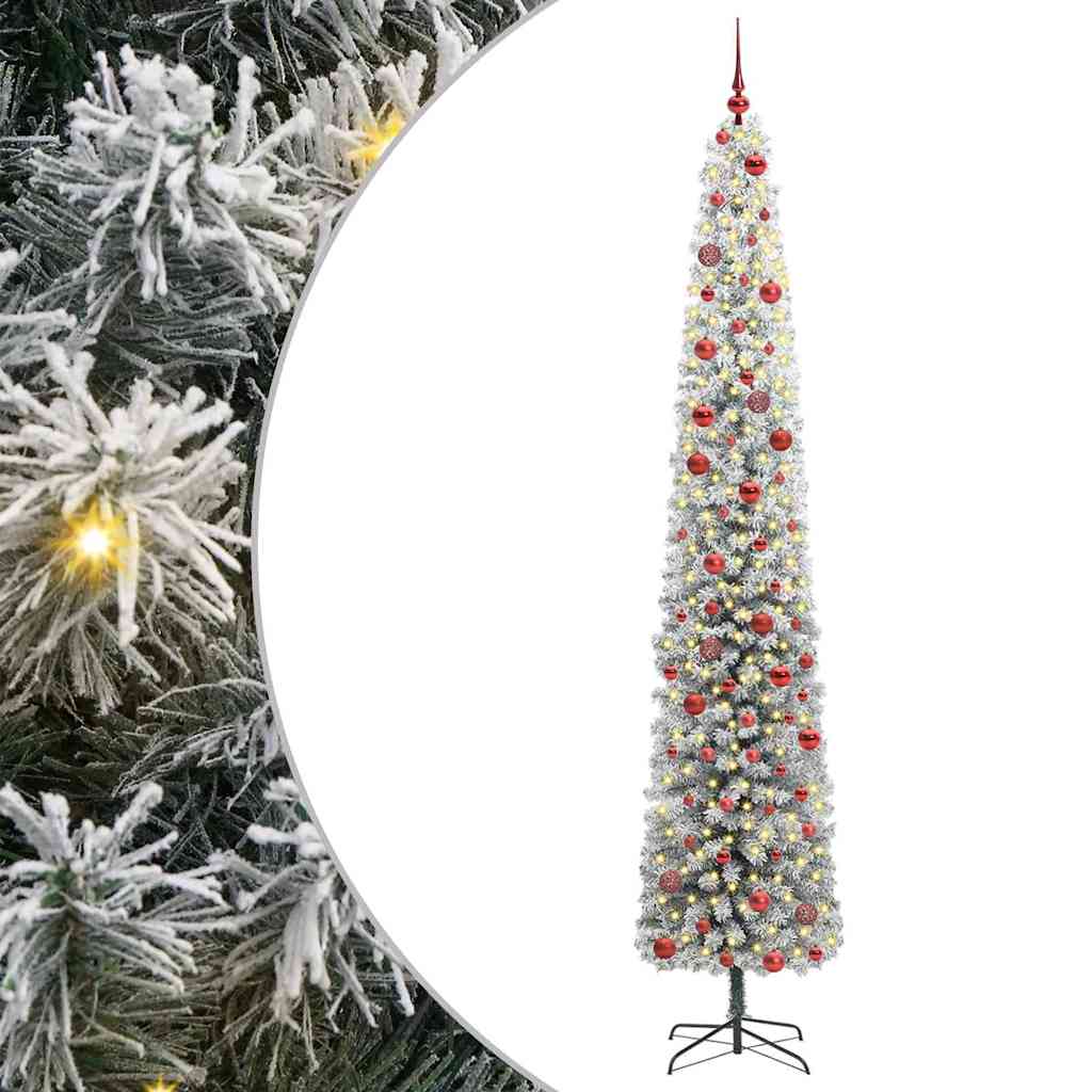 vidaXL Sztuczna choinka z podstawą Zielony 270 cm PVC, stal i plastik