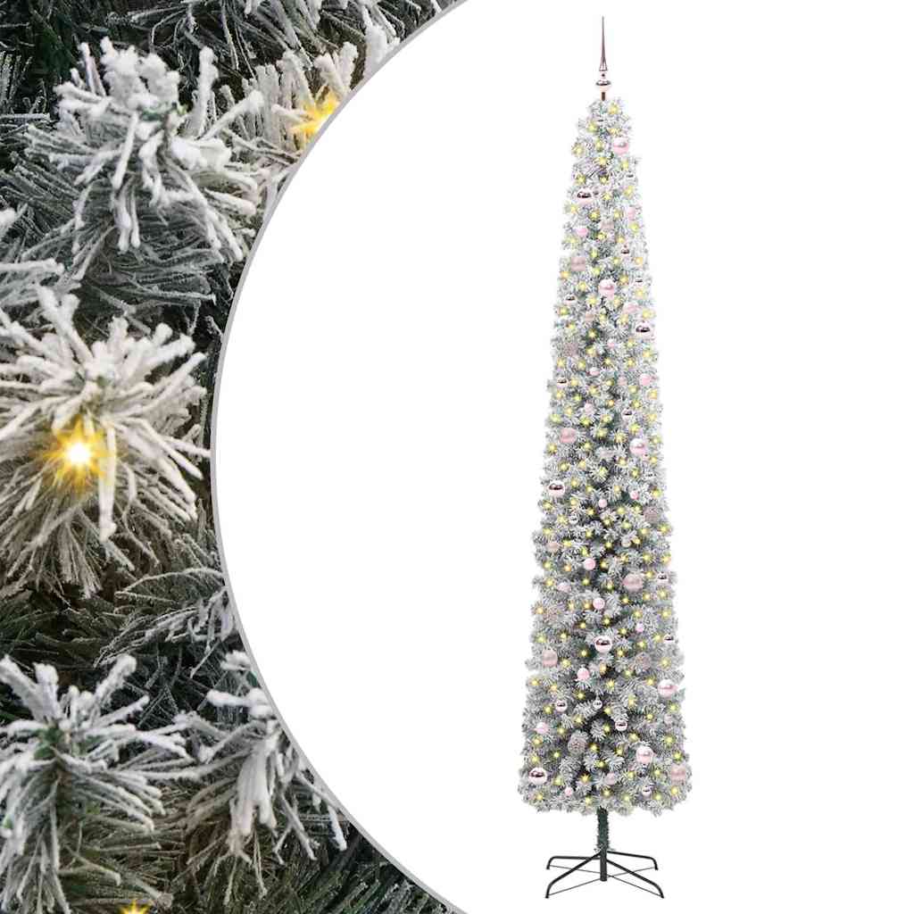 vidaXL Sztuczna choinka z podstawą Zielony 270 cm PVC, stal i plastik