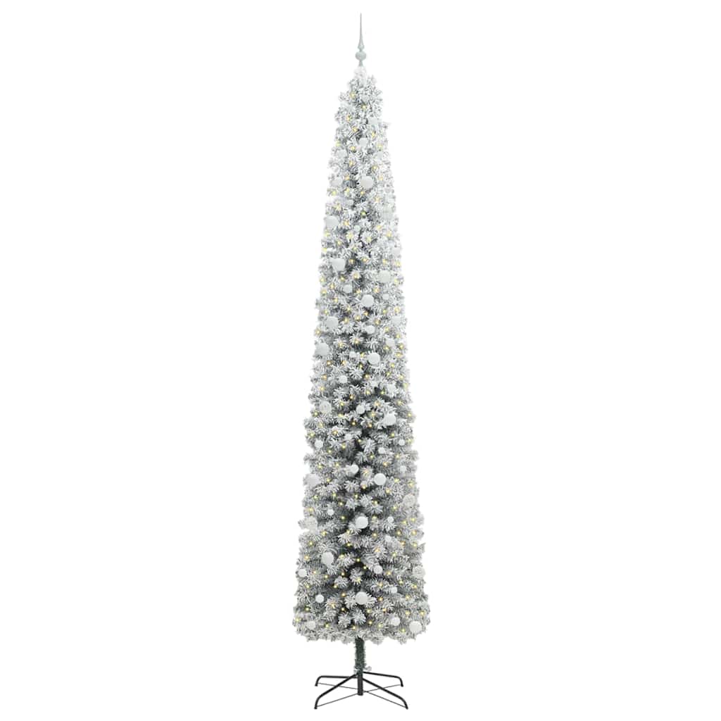 vidaXL Sztuczna choinka z podstawą Zielony 270 cm PVC, stal i plastik