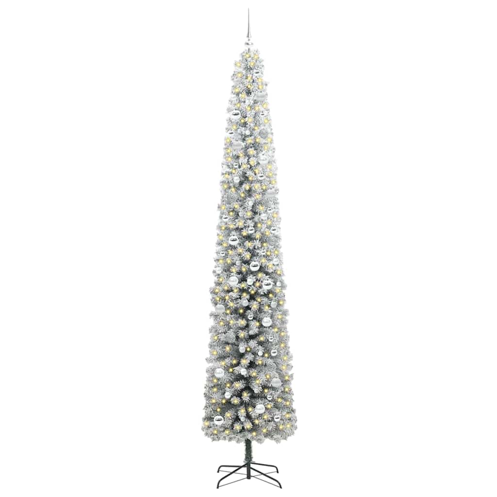 vidaXL Sztuczna choinka z podstawą Zielony 270 cm PVC, stal i plastik