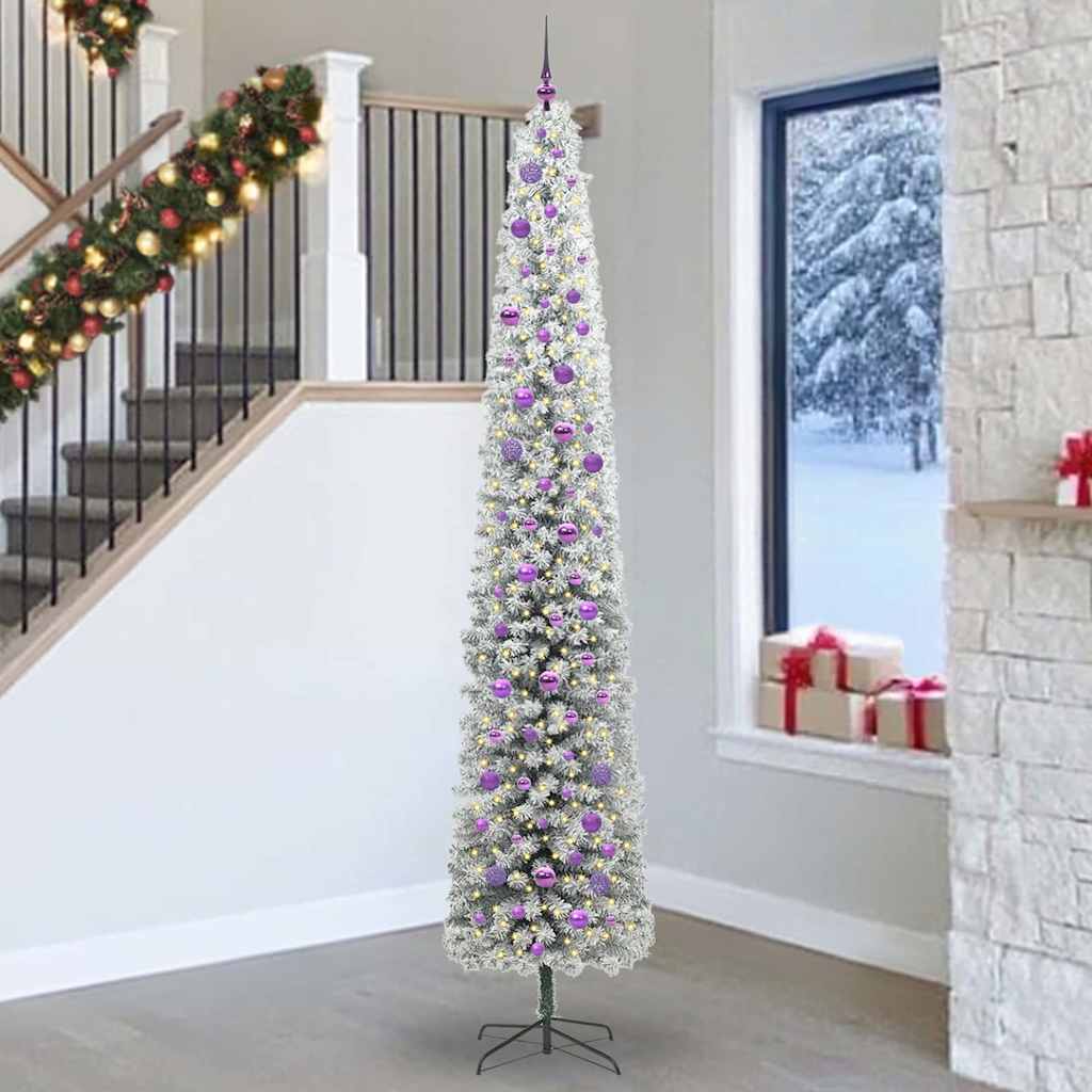 vidaXL Sztuczna choinka z podstawą Zielony 270 cm PVC, stal i plastik