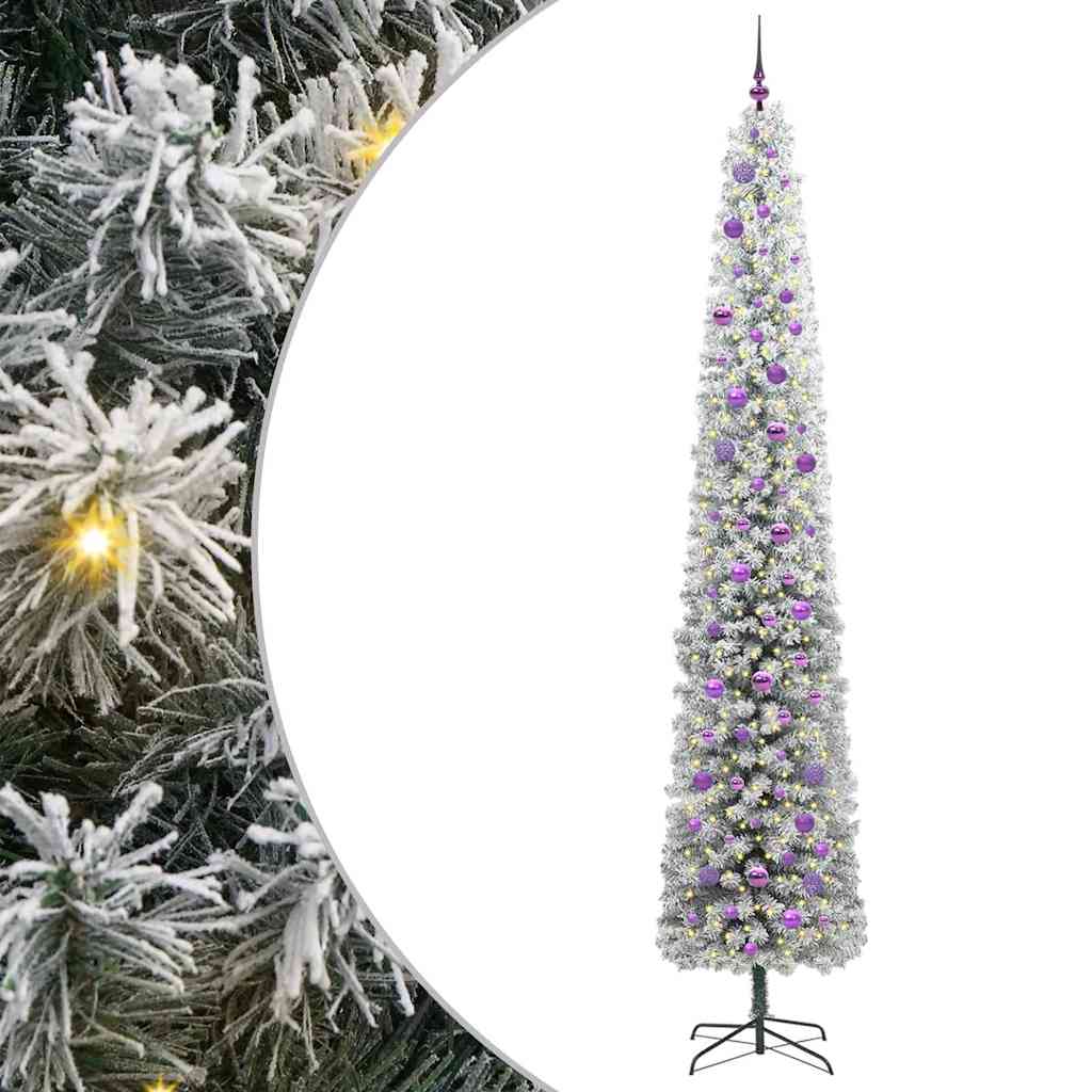 vidaXL Sztuczna choinka z podstawą Zielony 270 cm PVC, stal i plastik