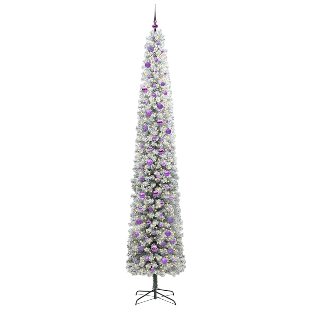 vidaXL Sztuczna choinka z podstawą Zielony 270 cm PVC, stal i plastik