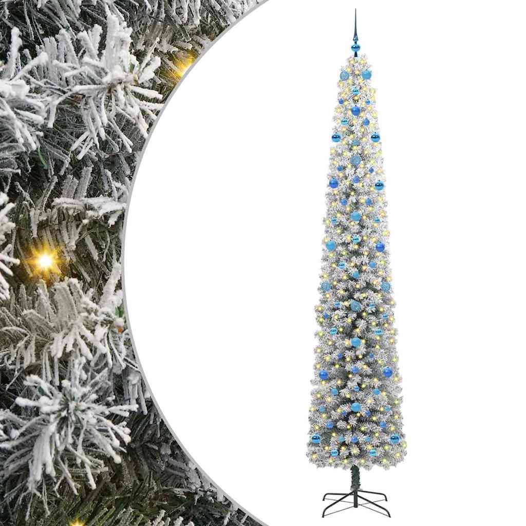 vidaXL Sztuczna choinka z podstawą Zielony 270 cm PVC, stal i plastik
