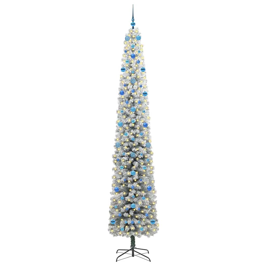 vidaXL Sztuczna choinka z podstawą Zielony 270 cm PVC, stal i plastik