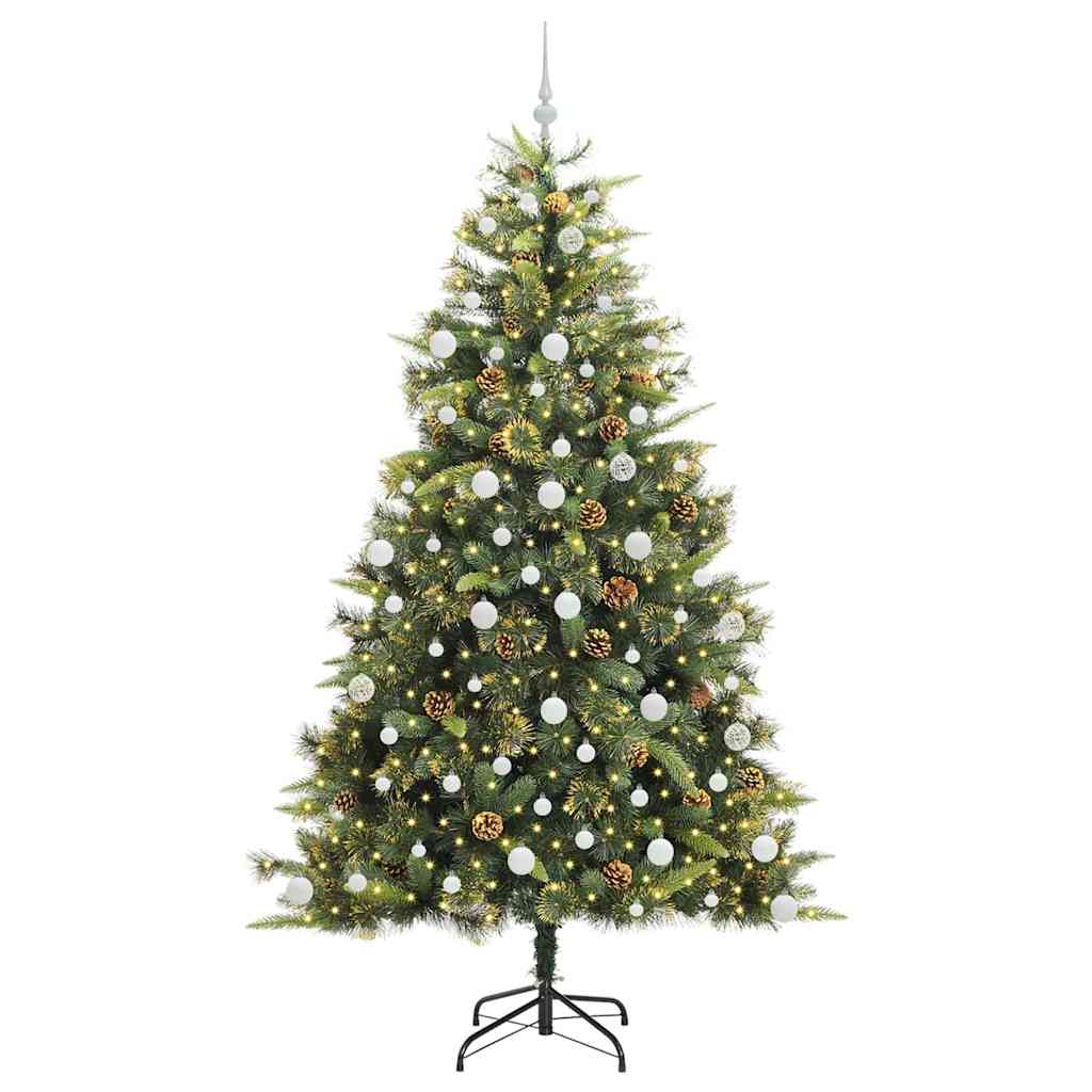 vidaXL Sztuczna Choinka z Zawieszkami Zielony 210 cm