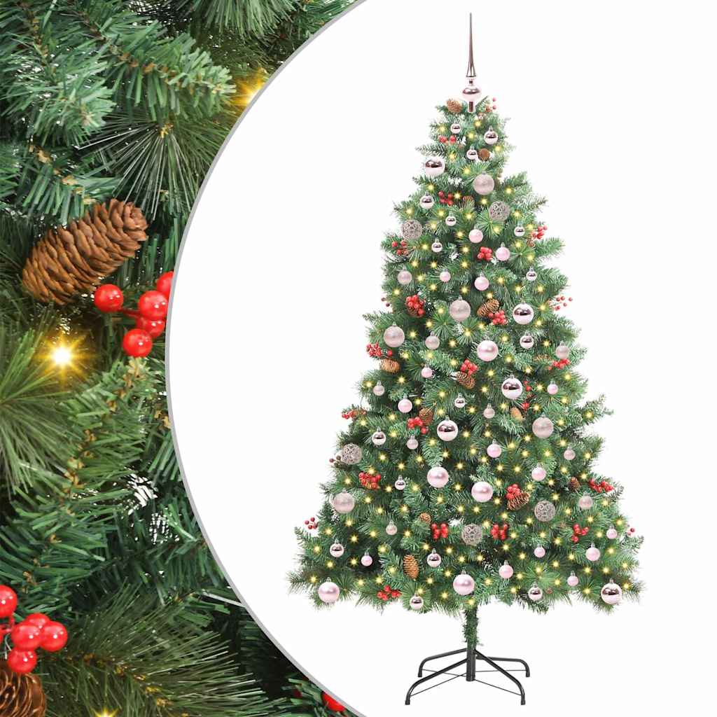 vidaXL Sztuczna choinka 300 LED Ciepła biel PVC i Metal zielony