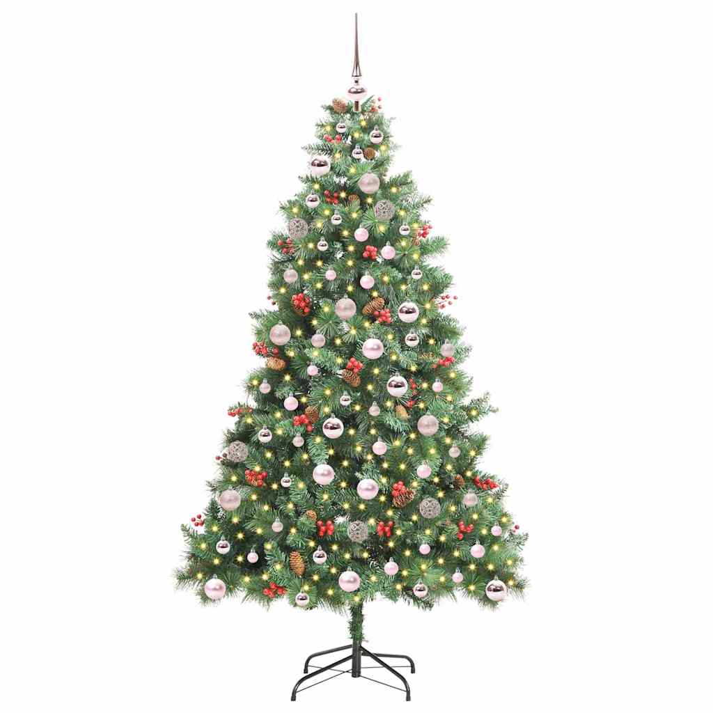 vidaXL Sztuczna choinka 300 LED Ciepła biel PVC i Metal zielony