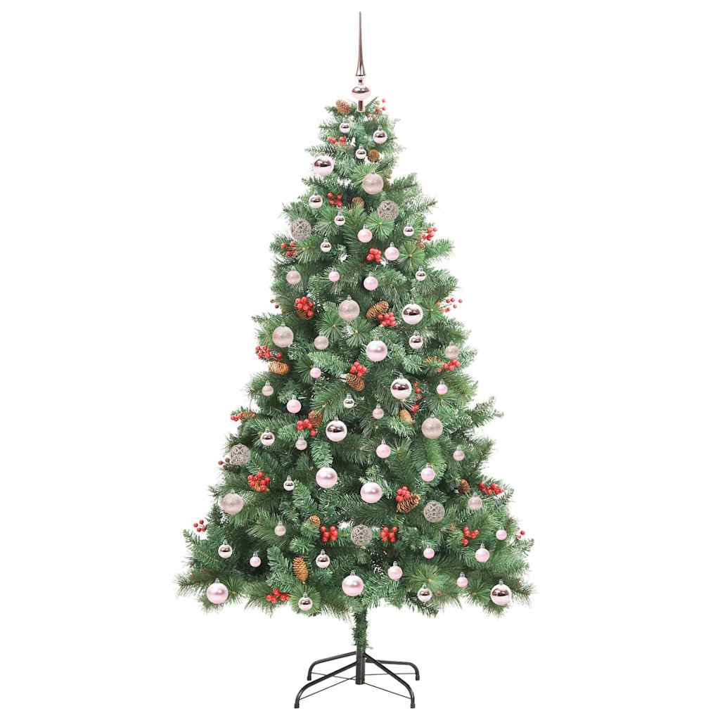 vidaXL Sztuczna choinka 300 LED Ciepła biel PVC i Metal zielony