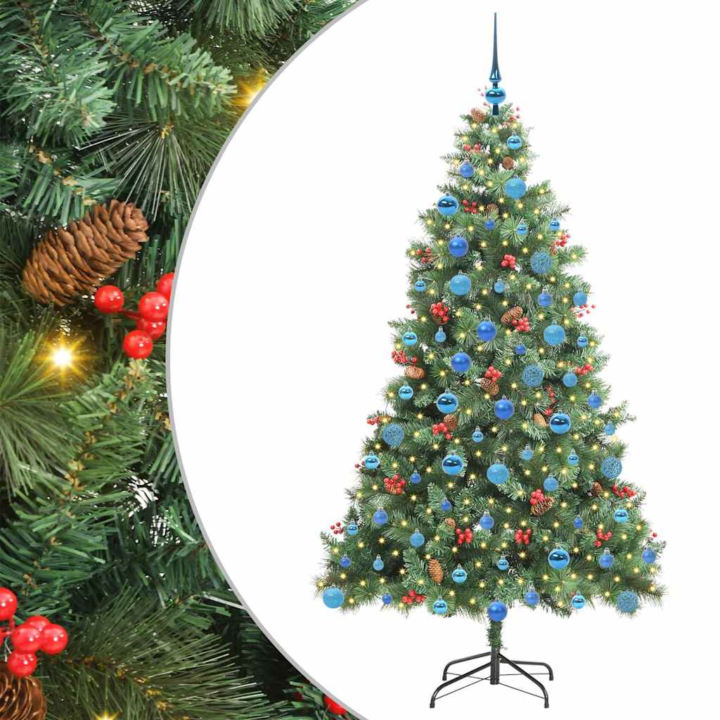 vidaXL Sztuczna choinka 300 LED Ciepła biel PVC i Metal zielony