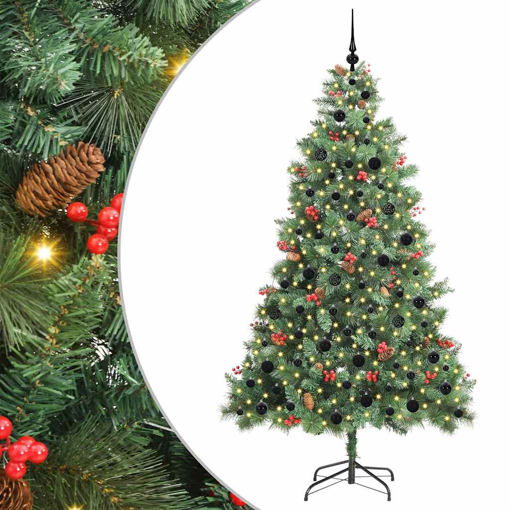 vidaXL Sztuczna choinka Ze LED Lights Zielony 210 cm PVC i Metal