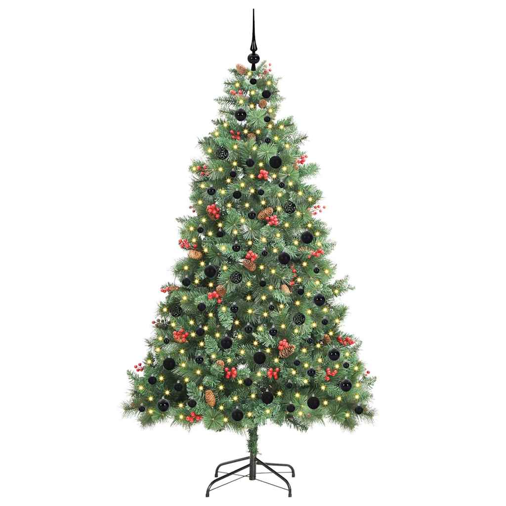 vidaXL Sztuczna choinka Ze LED Lights Zielony 210 cm PVC i Metal