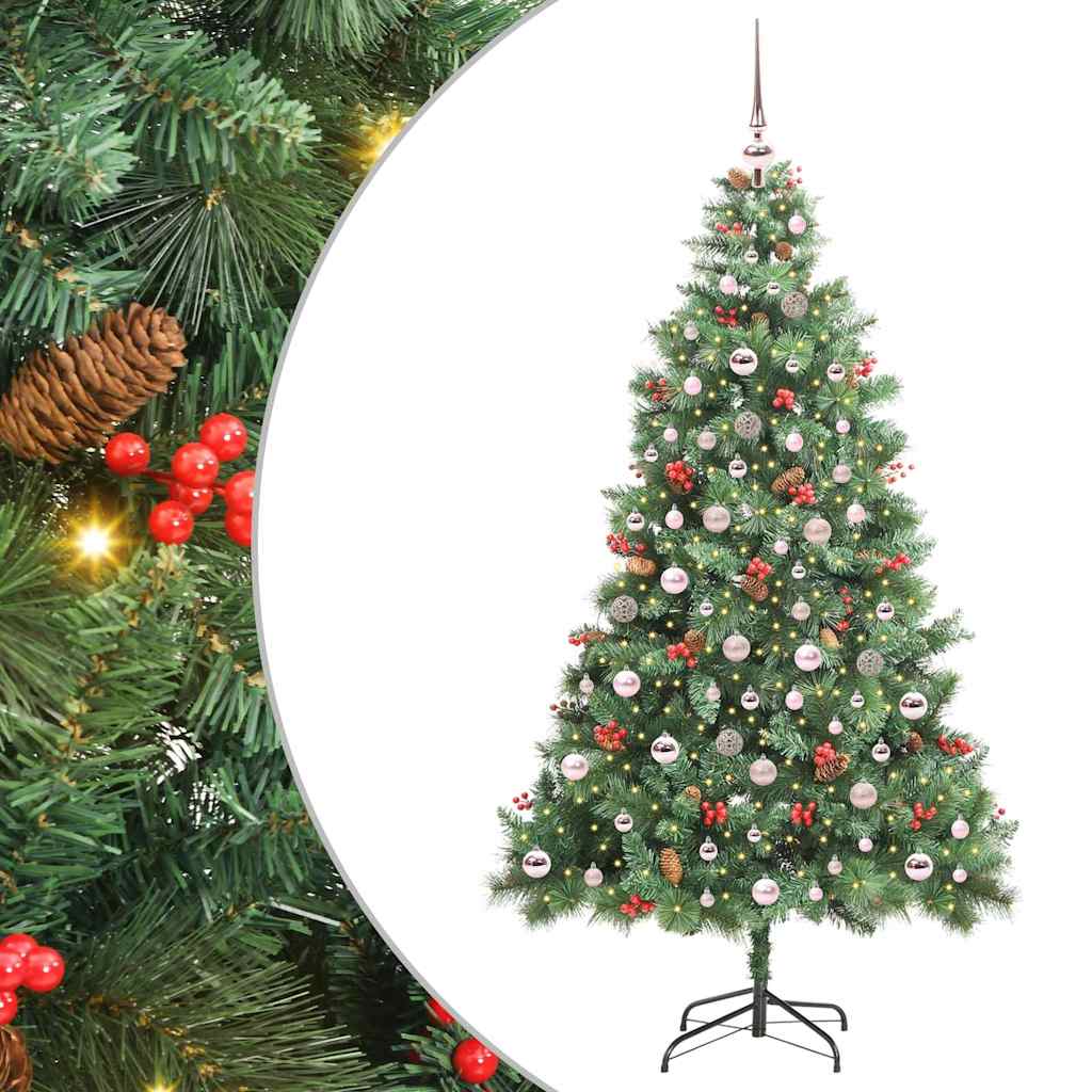 vidaXL Sztuczna choinka Ze LED Lights Zielony 210 cm PVC i Metal