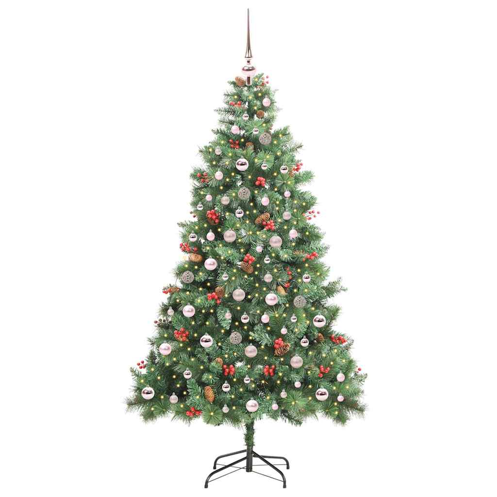 vidaXL Sztuczna choinka Ze LED Lights Zielony 210 cm PVC i Metal