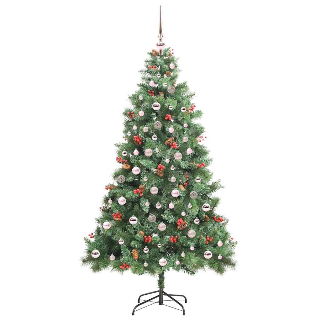 vidaXL Sztuczna choinka Ze LED Lights Zielony 210 cm PVC i Metal
