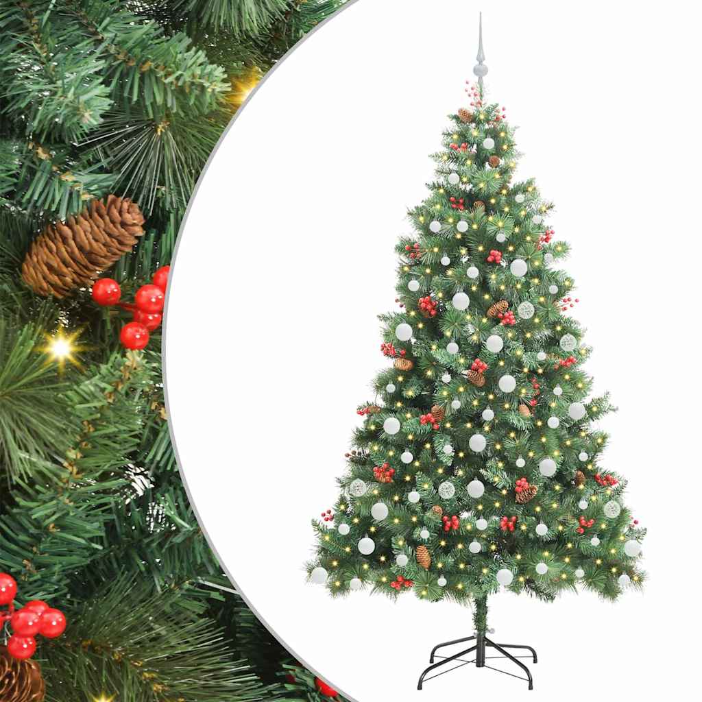 vidaXL Sztuczna choinka Ze LED Lights Zielony 210 cm PVC i Metal