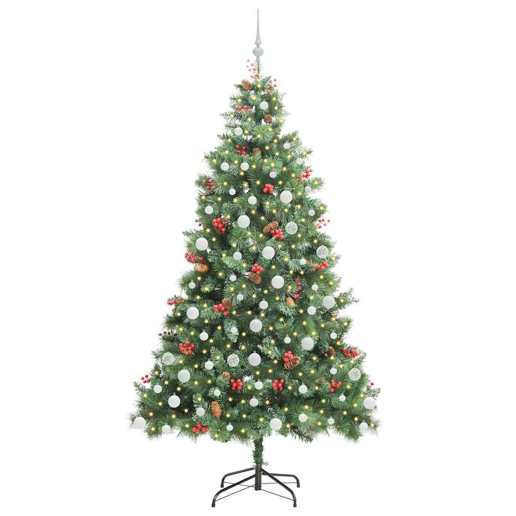 vidaXL Sztuczna choinka Ze LED Lights Zielony 210 cm PVC i Metal