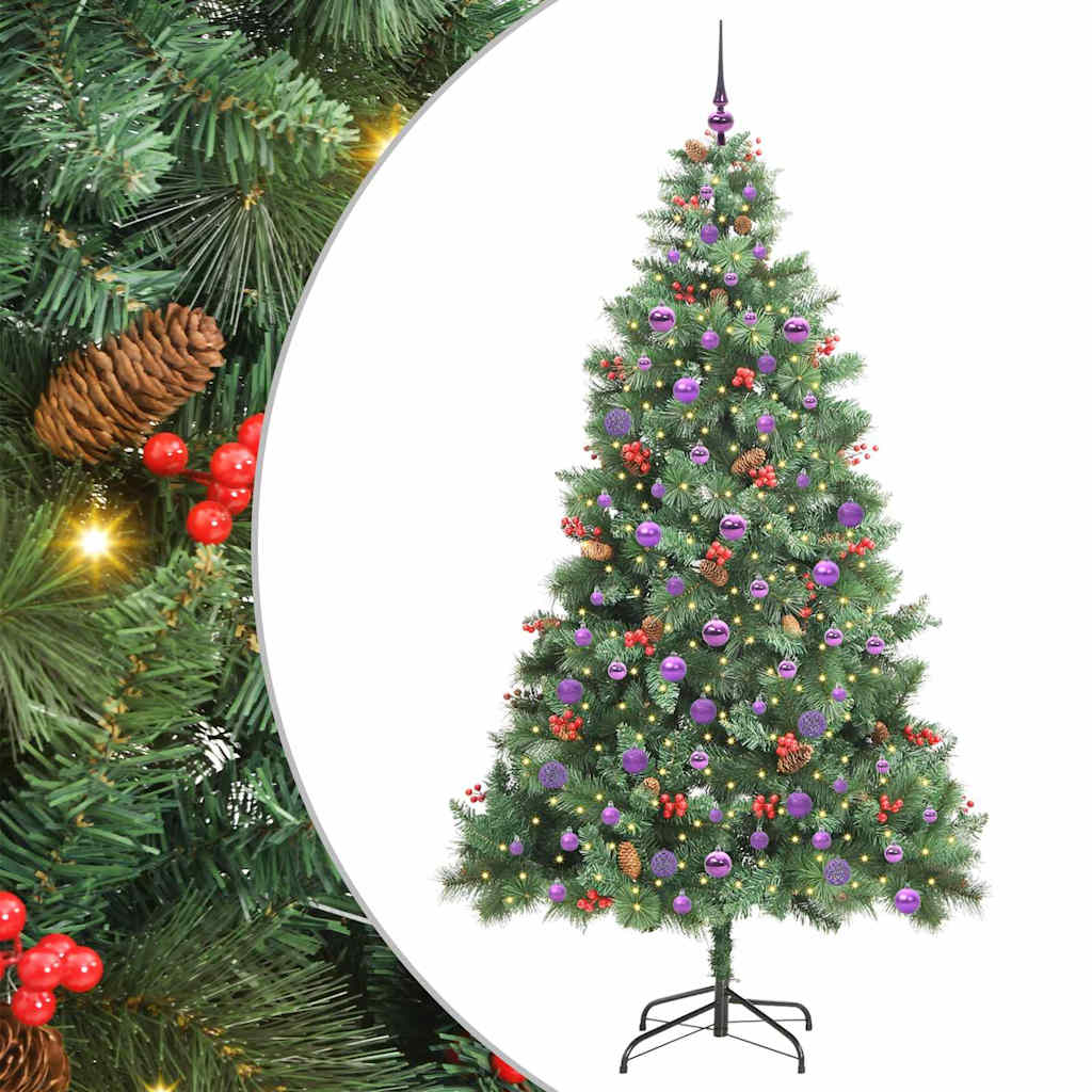 vidaXL Sztuczna choinka Ze LED Lights Zielony 210 cm PVC i Metal