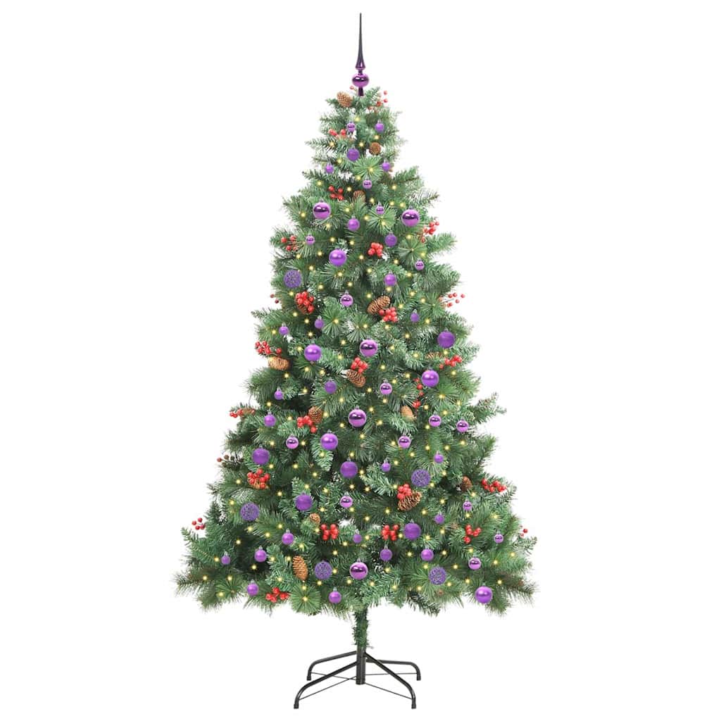 vidaXL Sztuczna choinka Ze LED Lights Zielony 210 cm PVC i Metal