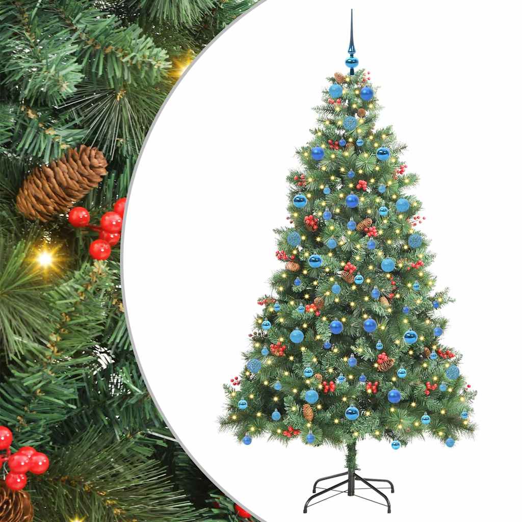 vidaXL Sztuczna choinka Ze LED Lights Zielony 210 cm PVC i Metal