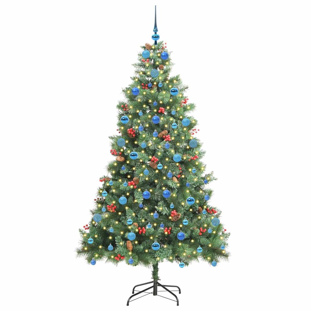 vidaXL Sztuczna choinka Ze LED Lights Zielony 210 cm PVC i Metal