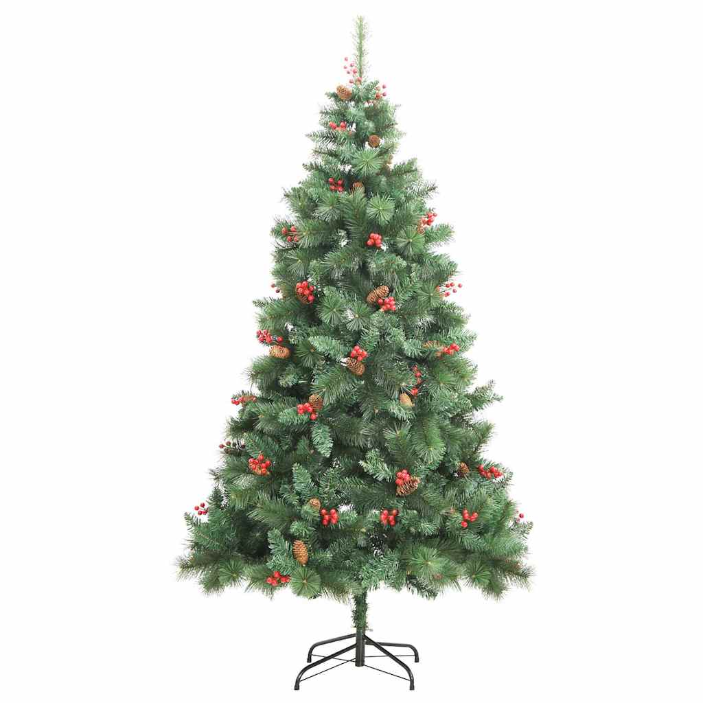 vidaXL Sztuczna choinka Ze LED Lights Zielony 210 cm PVC i Metal