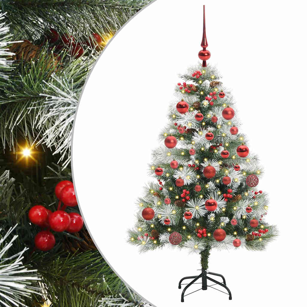 vidaXL Sztuczna choinka Zielono-biały 150 cm PVC, Metal i Plastik